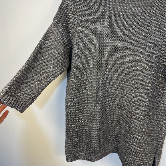 Metallic knit sweater with quarter length sleeve 100% cotton size medium - Picture 12 of 14